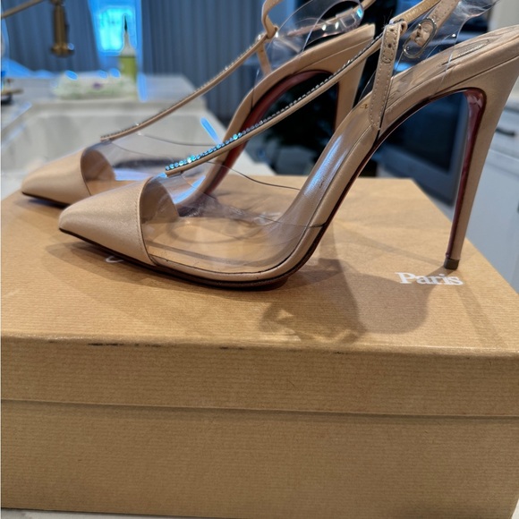 Christian Louboutin Nosy strass nude satin 39.5 - Picture 3 of 11